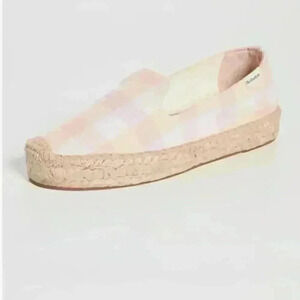 Soludos Women's Platform Smoking Slipper 5 Coral Madras Espadrille Beach Travel‎